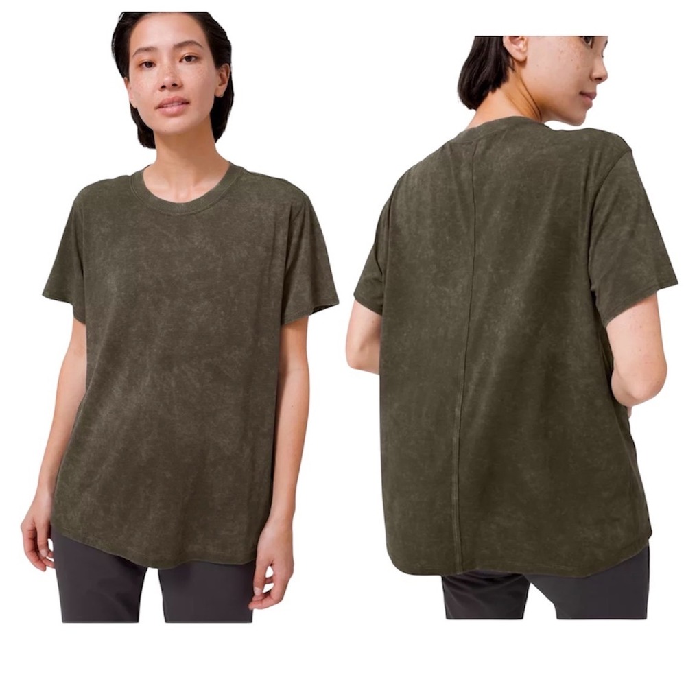 Lululemon All Yours Boyfriend Tee Green Cloud Wash Short Sleeve 8